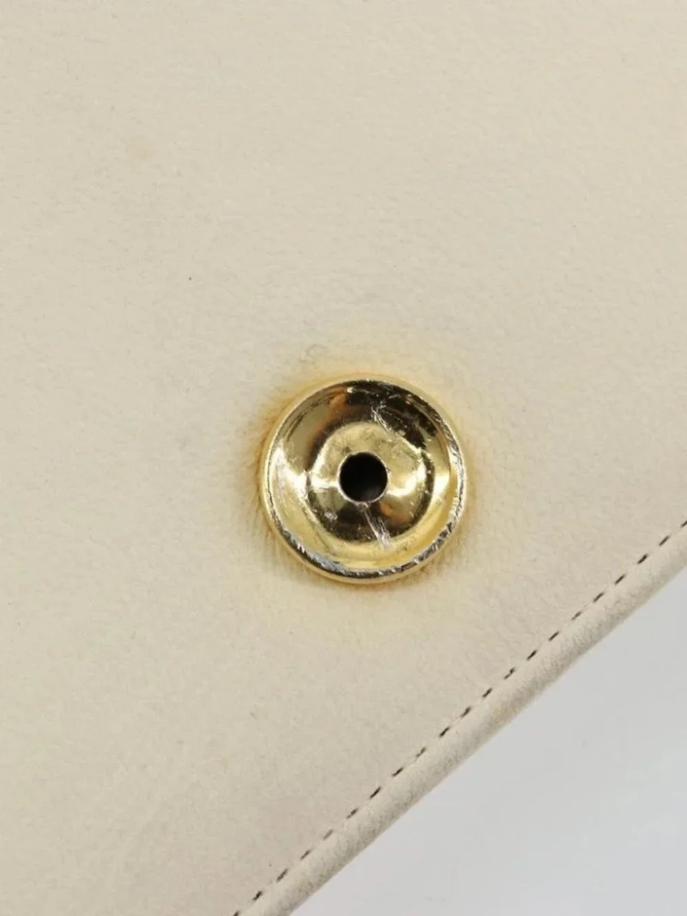 CHANEL Matelasse Chain Shoulder Bag Lamb Skin White Gold CC Auth BA12264